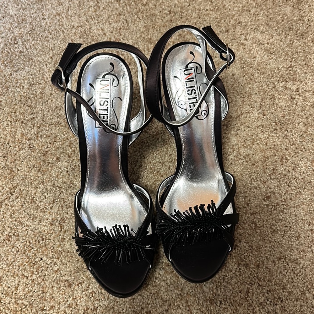 Unlisted A Kenneth Cole Production Hot Water Black Satin High Heel